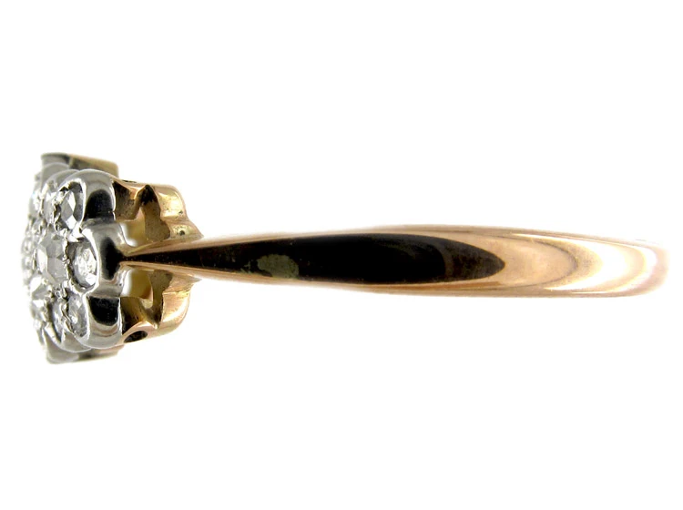 Diamond Triple Cluster 18ct Gold Edwardian Ring 7 Diamond Triple Cluster 18ct Gold Edwardian Ring - Image 5