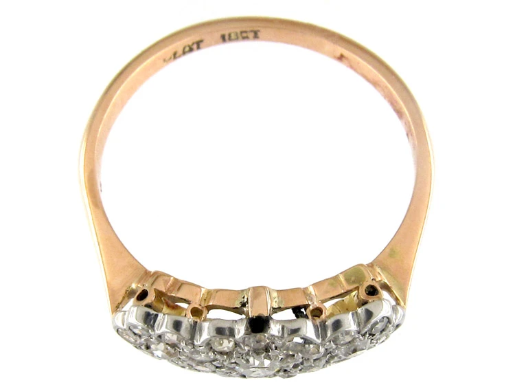 Diamond Triple Cluster 18ct Gold Edwardian Ring 4 Diamond Triple Cluster 18ct Gold Edwardian Ring - Image 2