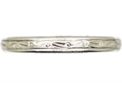Art Deco Platinum Wedding Ring With Engraved Detail