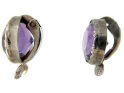 Amethyst & Silver Round Clip-On Earrings -Antique Jewellery Company 129c
