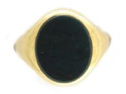 18ct Gold Bloodstone Uncarved Signet Ring