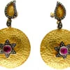 Cabochon Ruby & Diamond Drop Gold Earrings 1 Cabochon Ruby & Diamond Drop Gold Earrings -Antique Jewellery Company 12a1325179026 288