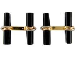 Gold & Onyx Baton Bar Cufflinks By Cartier