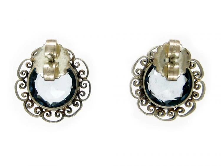 Silver & Blue Glass Earrings 4 Silver & Blue Glass Earrings - Image 2