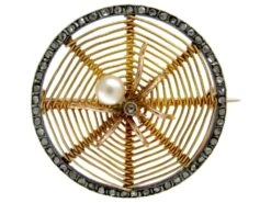 Spider In It’s Web 18ct Gold & Diamond Brooch