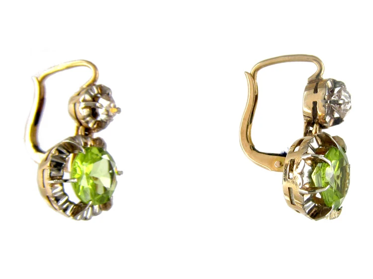 Edwardian Peridot & Diamond Earrings 5 Edwardian Peridot & Diamond Earrings - Image 3