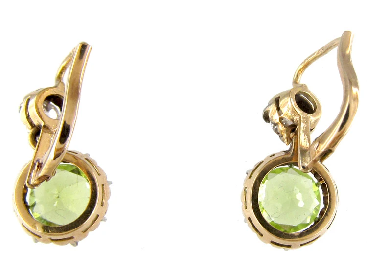 Edwardian Peridot & Diamond Earrings 6 Edwardian Peridot & Diamond Earrings - Image 4