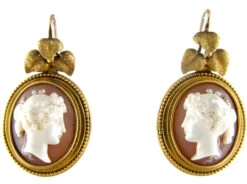 Victorian 15ct Gold Cameo Earrings