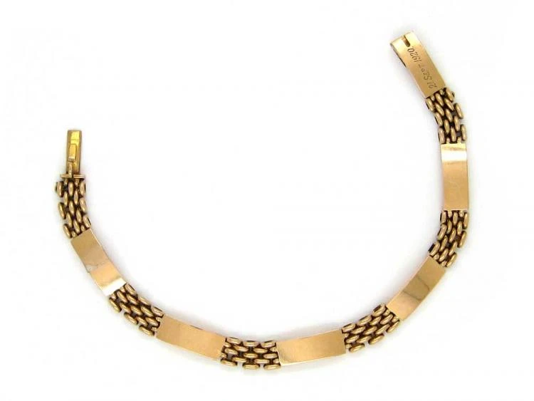 Early 20th Century 15ct Gold Plain & Decorated Bracelet By Deakin & Francis 3 Early 20th Century 15ct Gold Plain & Decorated Bracelet By Deakin & Francis