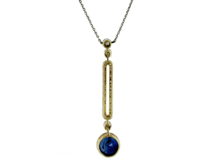 Art Deco Sapphire Diamond Pendant 4 Art Deco Sapphire Diamond Pendant - Image 2