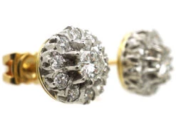 18ct White & Yellow Gold Diamond Cluster Earrings -Antique Jewellery Company 13c54820 dsc01220