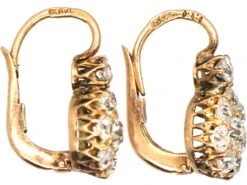 Early 20th Century Russian 14ct Gold & Diamond Cluster Earrings -Antique Jewellery Company 142ebbca dsc07599 scaled 1