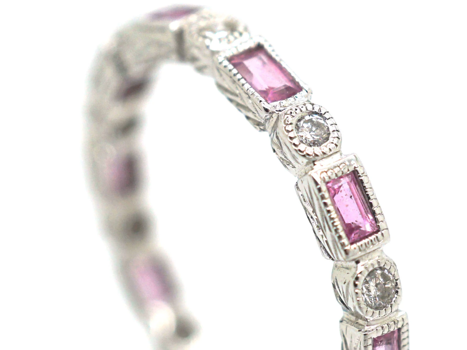 18ct White Gold Pink Sapphire & Diamond Eternity Ring 4 18ct White Gold Pink Sapphire & Diamond Eternity Ring - Image 2