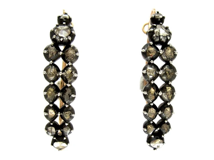 Rose-Cut Diamond Georgian Earrings 3 Rose-Cut Diamond Georgian Earrings