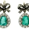 Emerald Diamond Bow & Pear Shape Drop Earrings 2 Emerald Diamond Bow & Pear Shape Drop Earrings -Antique Jewellery Company 14a1268749587 585
