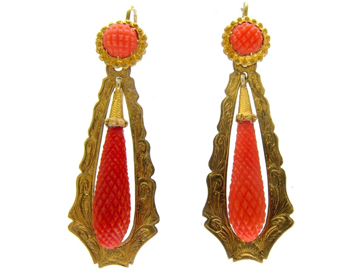 Coral Regency Drop Earrings 3 Coral Regency Drop Earrings