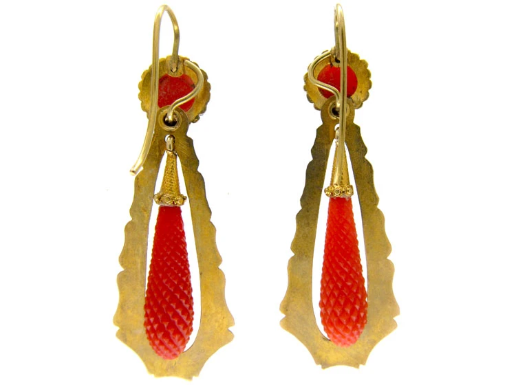 Coral Regency Drop Earrings 4 Coral Regency Drop Earrings - Image 2