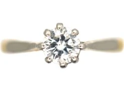 Art Deco 18ct Gold & Platinum, Diamond Solitaire Ring