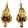 Victorian Garnet 15ct Leaf Drop Gold Earrings