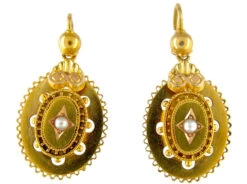 Victorian 15ct Gold Pearl Set Drop Earrings