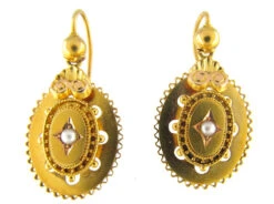 Victorian 15ct Gold Pearl Set Drop Earrings -Antique Jewellery Company 157c1362573798 406
