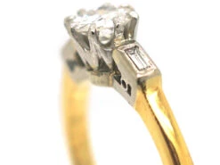 18ct Gold & Platinum, Diamond Solitaire Ring With A Baguette Diamond On Either Side -Antique Jewellery Company 158891d9 dsc04346 scaled 1