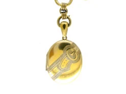 Victorian Silver Gilt Locket On Original Silver Gilt Chain