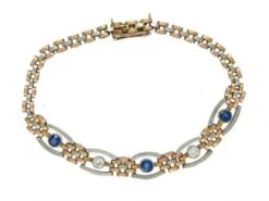 15ct Gold & Platinum, Sapphire & Diamond Gate Bracelet