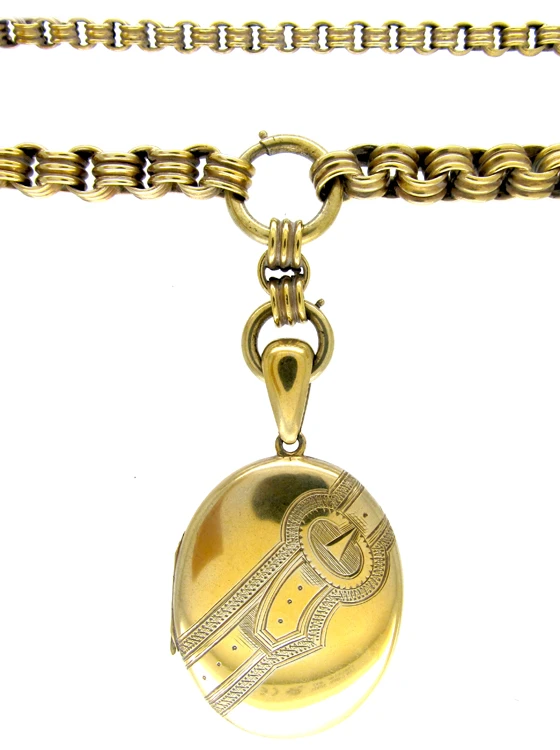 Victorian Silver Gilt Locket On Original Silver Gilt Chain 4 Victorian Silver Gilt Locket On Original Silver Gilt Chain - Image 2