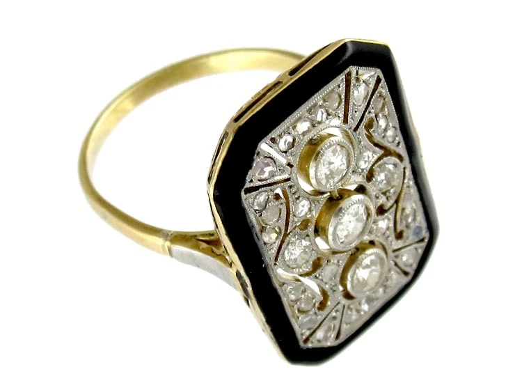 Art Deco Diamond & Enamel Ring 5 Art Deco Diamond & Enamel Ring - Image 3