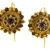 Victorian 15ct Gold & Ruby Round Earrings
