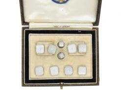 Art Deco 9ct White Gold & Mother Of Pearl Dress Set