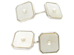 Art Deco 9ct White Gold & Mother Of Pearl Dress Set -Antique Jewellery Company 162c 1