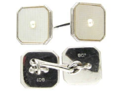 Art Deco 9ct White Gold & Mother Of Pearl Dress Set -Antique Jewellery Company 162d