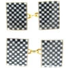 18ct Gold Enamel Art Deco Chequerboard Cufflinks