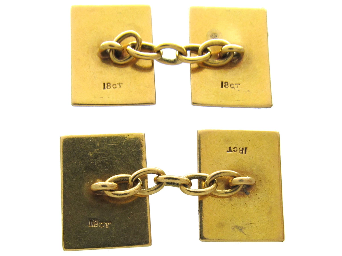18ct Gold Enamel Art Deco Chequerboard Cufflinks 4 18ct Gold Enamel Art Deco Chequerboard Cufflinks - Image 2