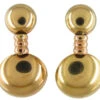 Two Colour Gold Double Disk Drop Earrings 2 Two Colour Gold Double Disk Drop Earrings -Antique Jewellery Company 164a