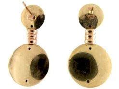 Two Colour Gold Double Disk Drop Earrings -Antique Jewellery Company 164b