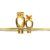 Edwardian 15ct Gold, Enamel & Pearl Mother & Baby Owl Brooch