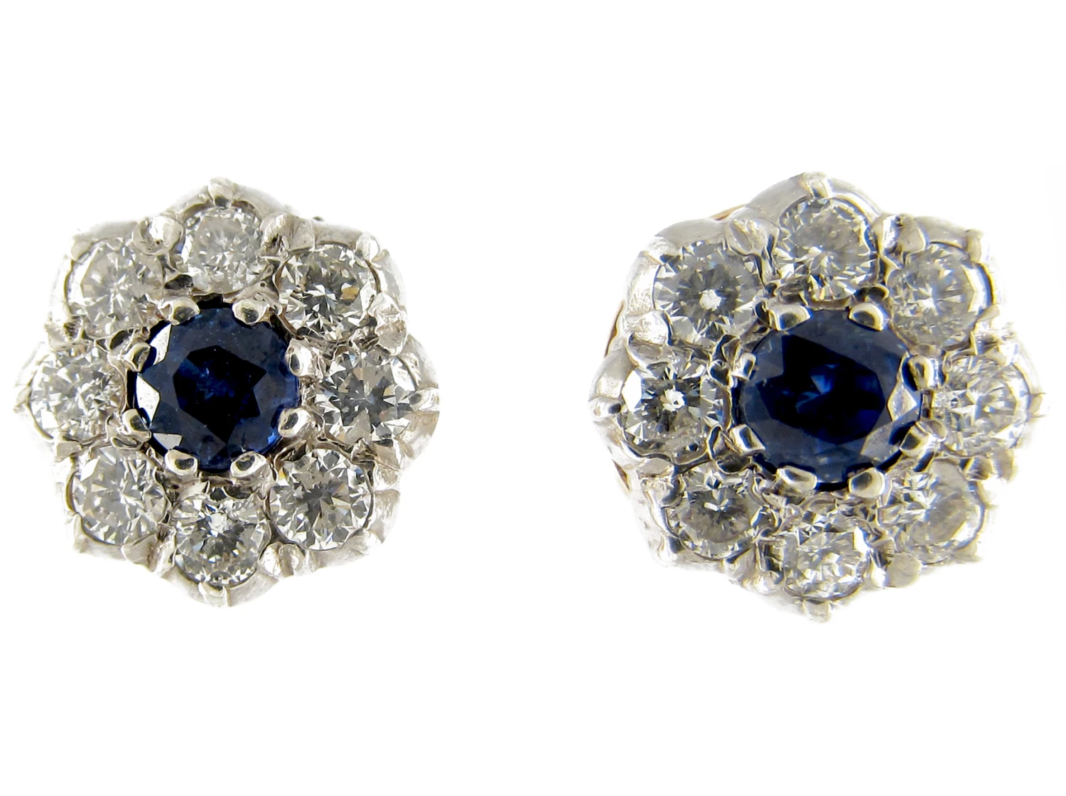 Sapphire & Diamond Cluster Earstuds 3 Sapphire & Diamond Cluster Earstuds