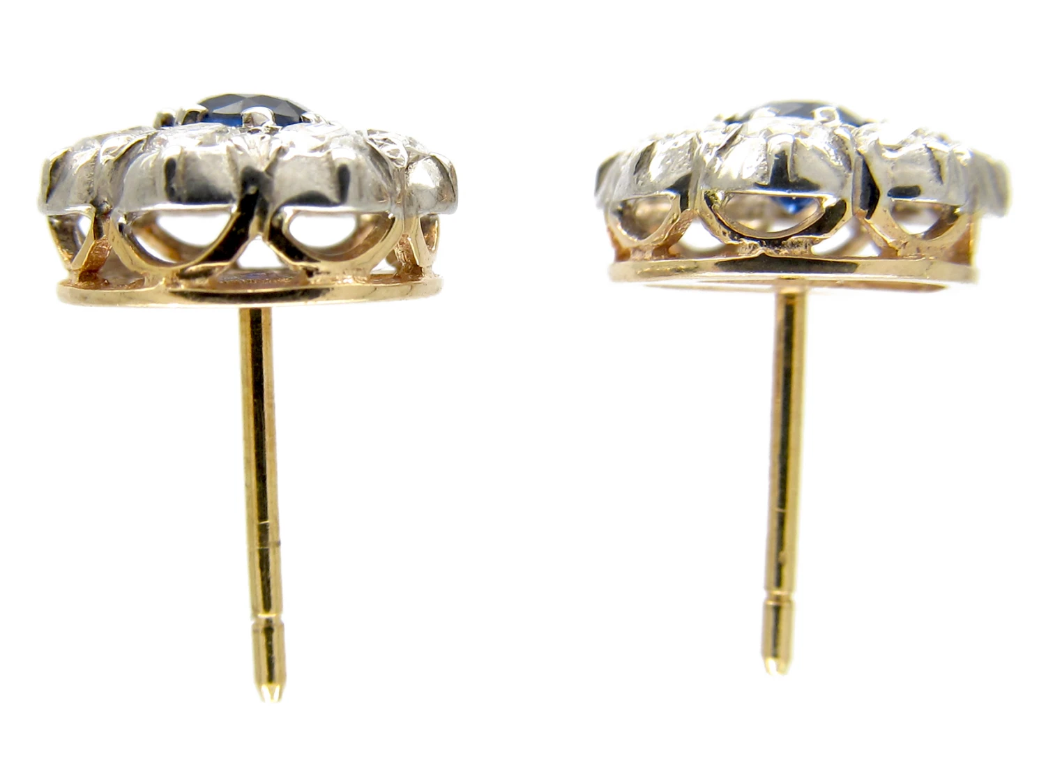 Sapphire & Diamond Cluster Earstuds 4 Sapphire & Diamond Cluster Earstuds - Image 2