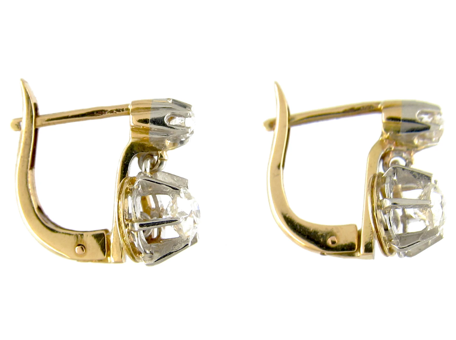 Two Stone Diamond Drop French Earrings 4 Two Stone Diamond Drop French Earrings - Image 2