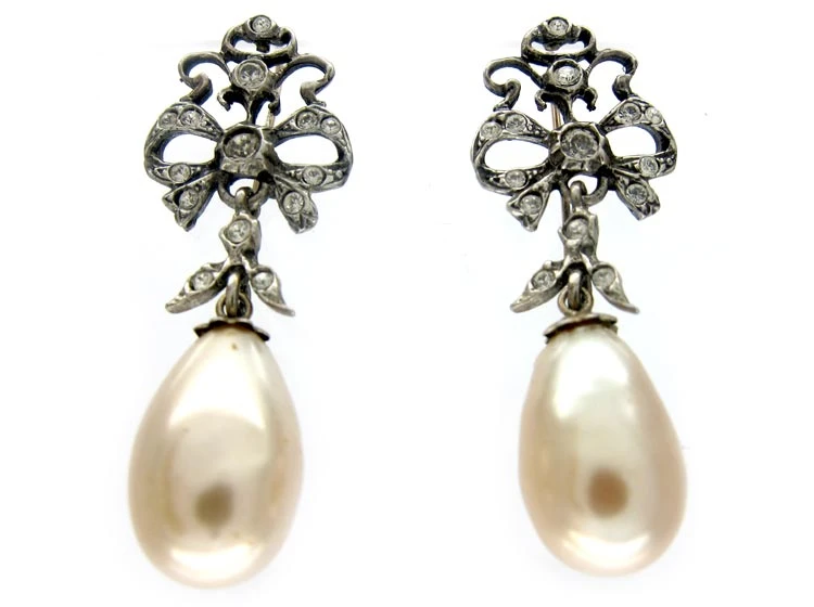 Silver & Paste Edwardian Drop Earrings 3 Silver & Paste Edwardian Drop Earrings