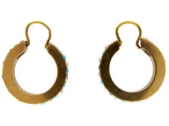 Turquoise & Pearl Gold Hoop Earrings