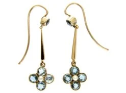 Aquamarine & Pearl 9ct Gold Drop Earrings -Antique Jewellery Company 16b1282569738 411