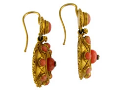 18ct Gold & Coral Victorian Drop Earrings -Antique Jewellery Company 171b