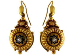 15ct Gold Victorian Drop Earrings With Star Motif