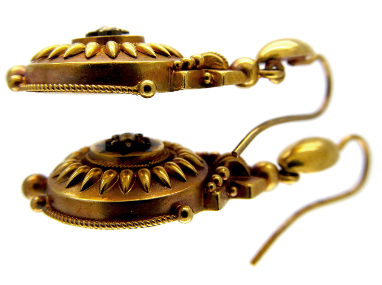 15ct Gold Victorian Drop Earrings With Star Motif 5 15ct Gold Victorian Drop Earrings With Star Motif - Image 3