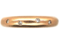 14ct Red Gold Ring Set With Diamonds