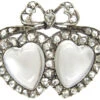 Double Heart Diamond & Moonstone Edwardian Brooch -Antique Jewellery Company 177a 1